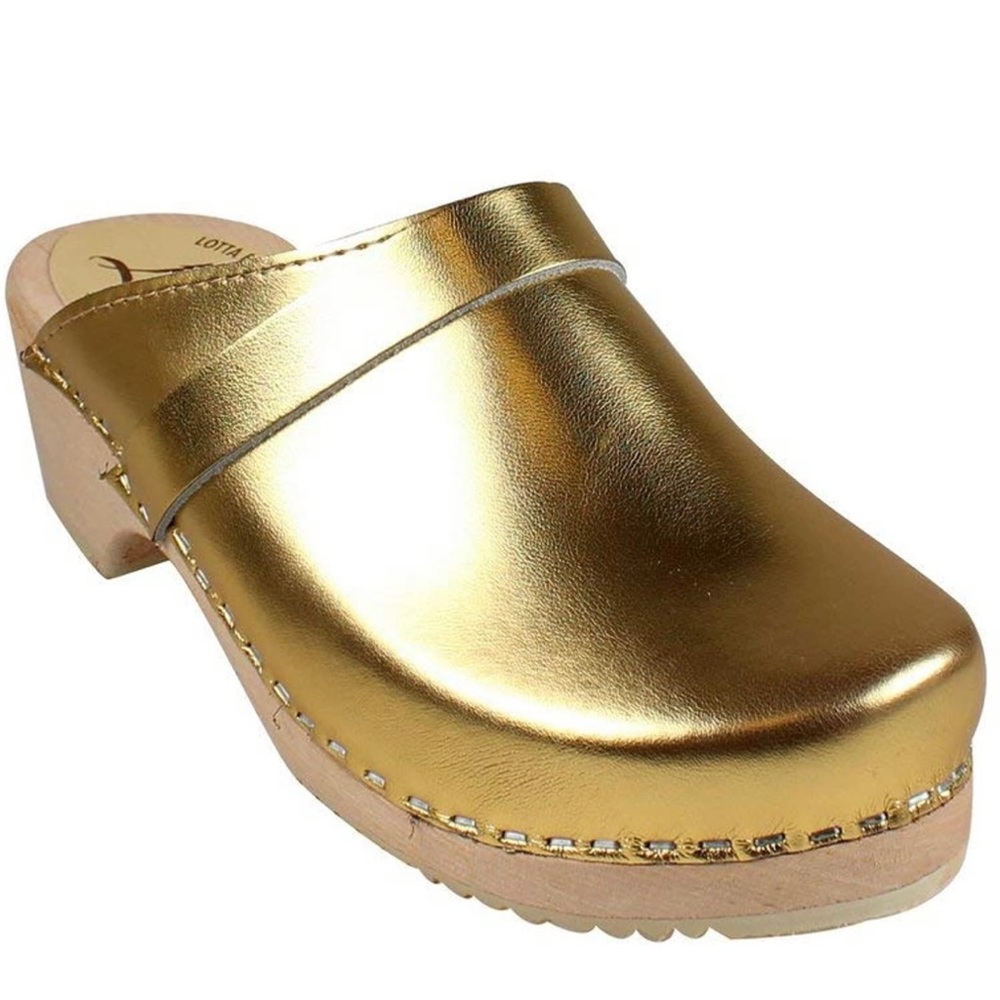 "Lotta" Gold Clogs!  Size 6 Never Worn